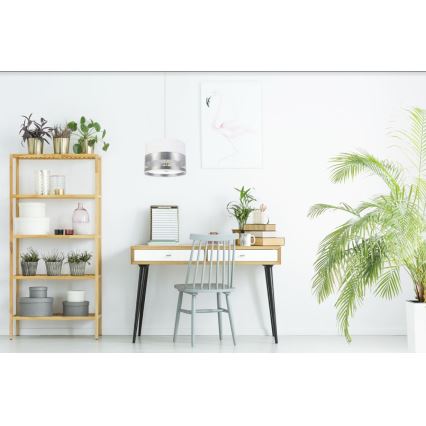 Kattokruunu ketjussa MILO 1xE27 / 60W / 230V hopea