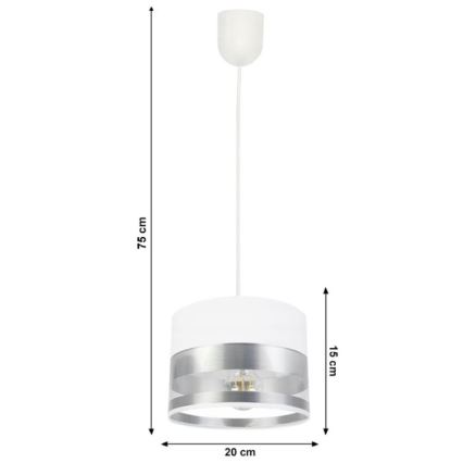 Kattokruunu ketjussa MILO 1xE27 / 60W / 230V hopea