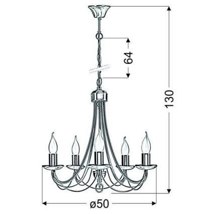 Kattokruunu ketjussa MUZA 5xE14/40W/230V