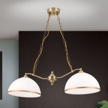 Kattokruunu ketjussa OLD LAMP 2xE27/40W/230V valkoinen/pronssi