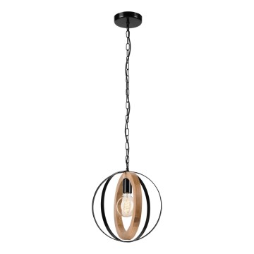 Kattokruunu ketjussa ONDA 1xE27/15W/230V musta/tammi