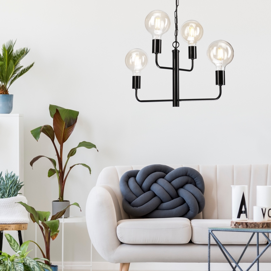 Kattokruunu ketjussa ORLANDO 4xE27/60W/230V musta