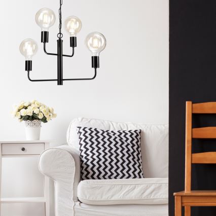 Kattokruunu ketjussa ORLANDO 4xE27/60W/230V musta