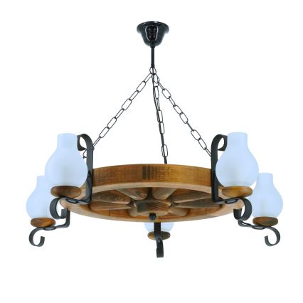 Kattokruunu ketjussa ROATA 5xE14/40W/230V halkaisija 70 cm pyökki