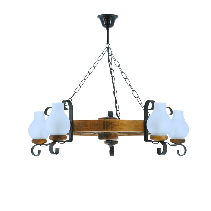 Kattokruunu ketjussa ROATA 5xE14/40W/230V halkaisija 70 cm pyökki