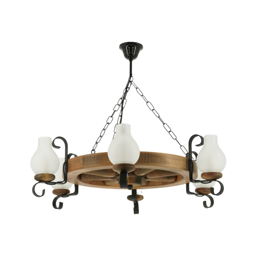 Kattokruunu ketjussa ROATA 6xE14/40W/230V halkaisija 70 cm pyökki