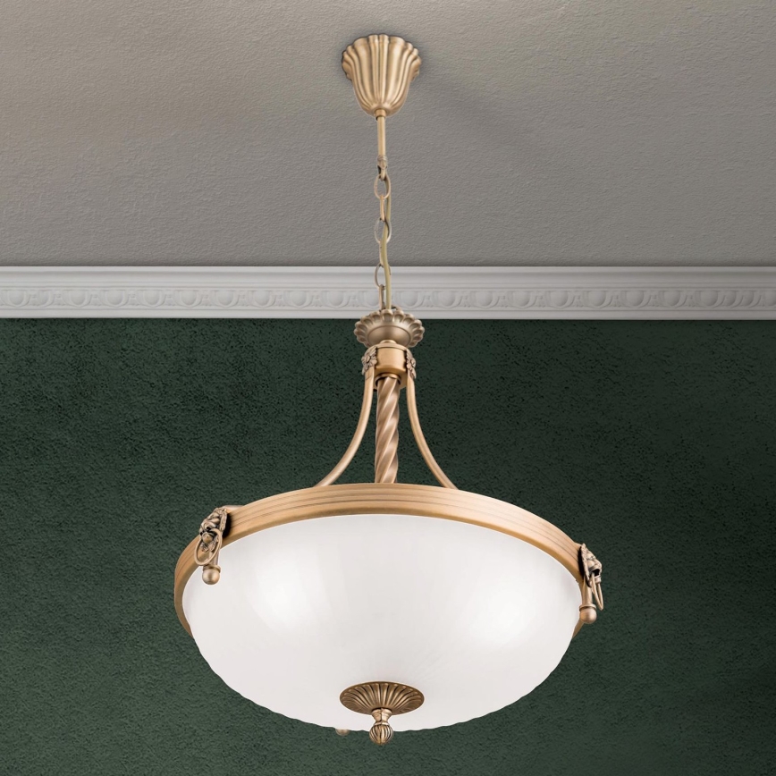 Kattokruunu ketjussa ROCCA 3xE27/60W/230V halkaisija 42 cm pronssi/valkoinen