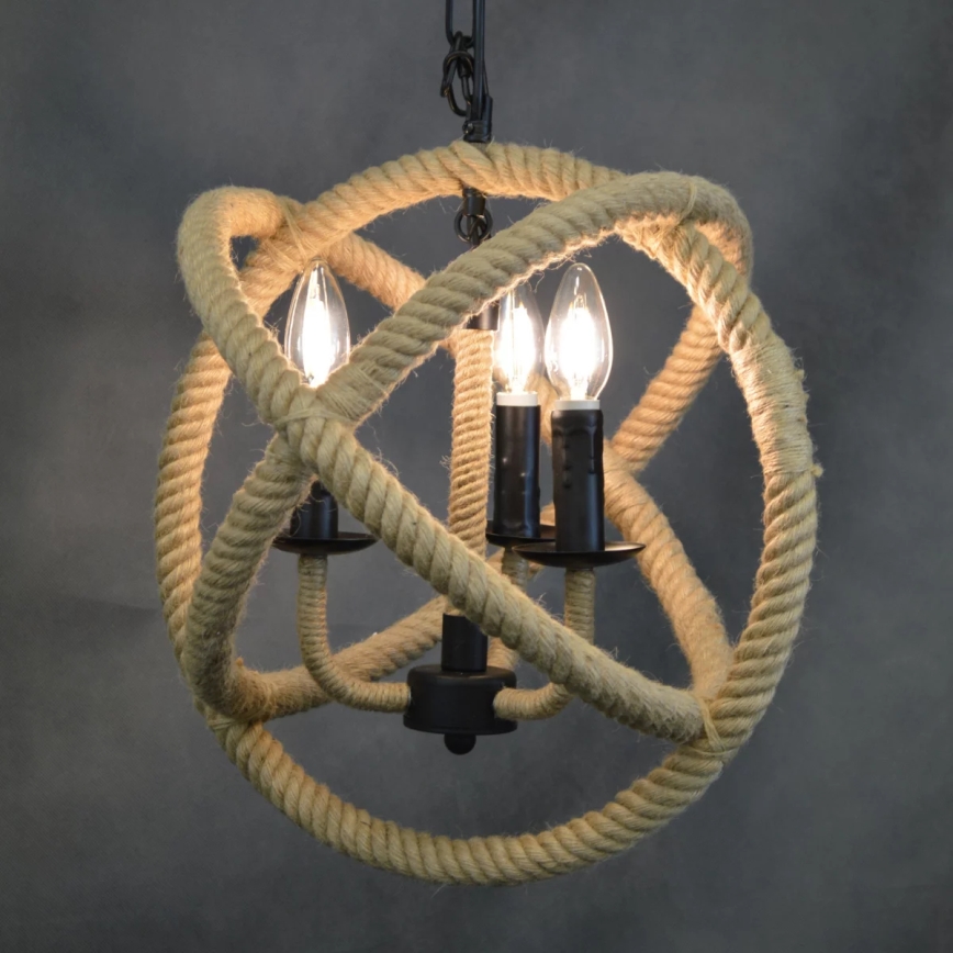 Kattokruunu ketjussa ROPE GLOBO 3xE14/10W/230V