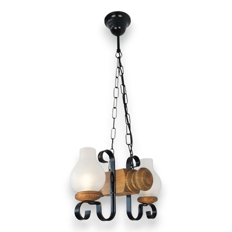 Kattokruunu ketjussa RUSTIC 2xE14/40W/230V pyökki - FSC sertifioitu
