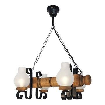Kattokruunu ketjussa RUSTIC 4xE14/40W/230V pyökki - FSC sertifioitu