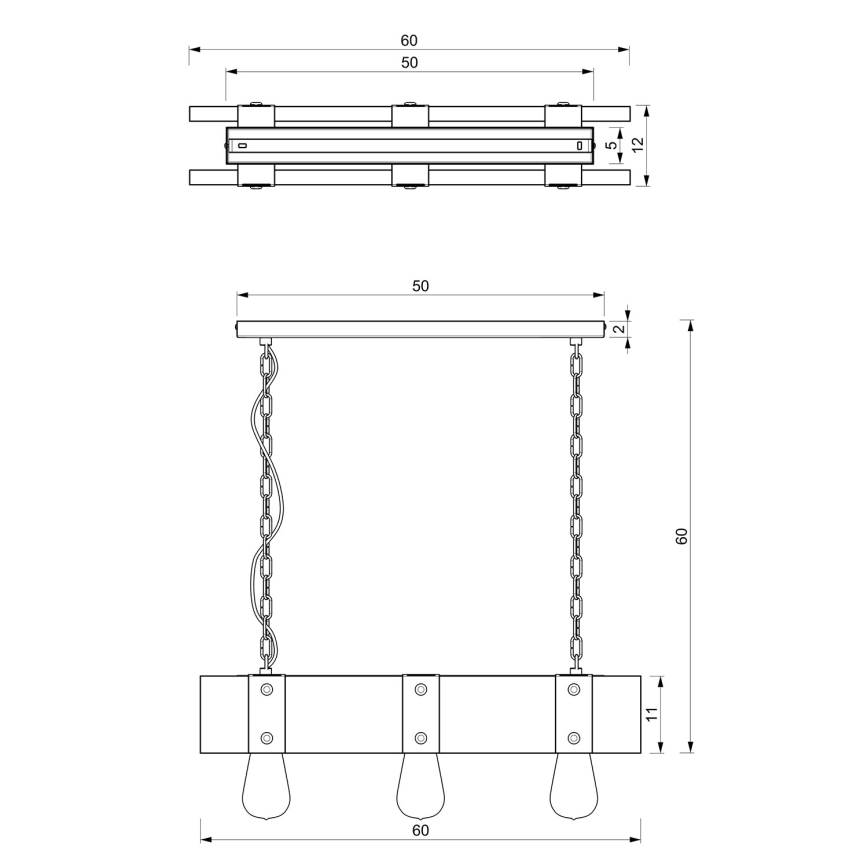 Kattokruunu ketjussa SODER 3xE27/60W/230V