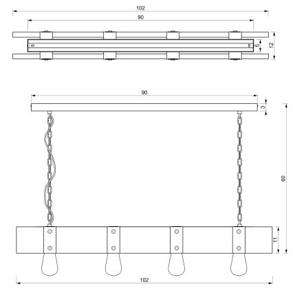 Kattokruunu ketjussa SODER 4xE27/60W/230V