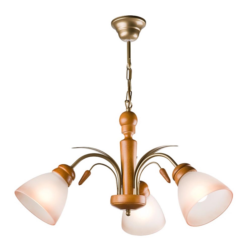 Kattokruunu ketjussa TULIPAN 3xE27/60W/230V pyökki - FSC sertifioitu