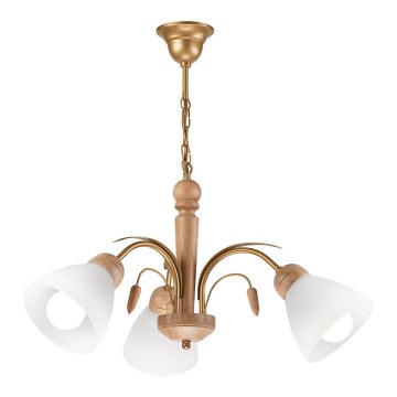 Kattokruunu ketjussa TULIPAN 3xE27/60W/230V tammi