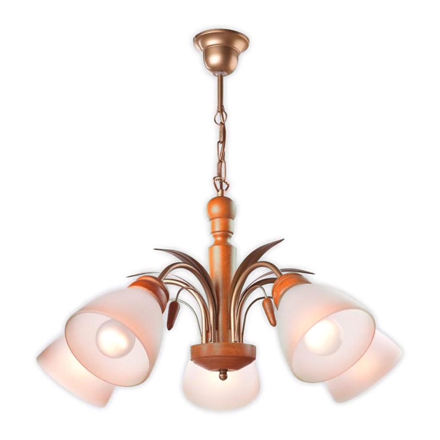 Kattokruunu ketjussa TULIPAN 5xE27/60W/230V pyökki - FSC sertifioitu