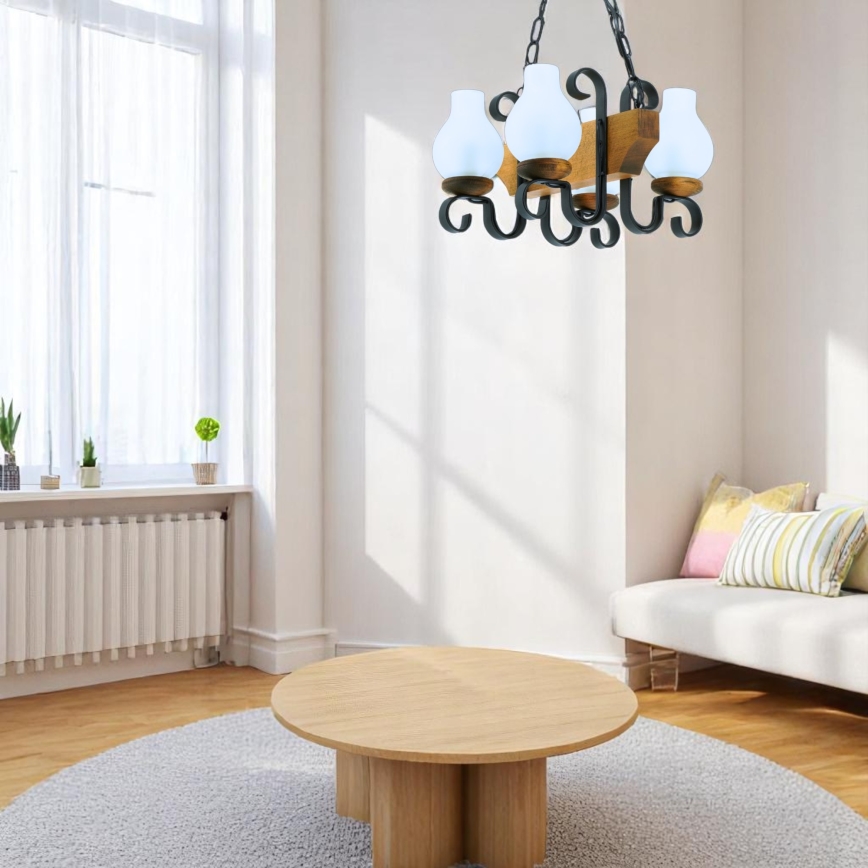 Kattokruunu ketjussa VELA 4xE14/40W/230V pyökki
