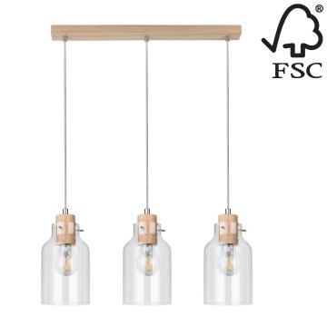 Kattokruunu narulla ALESSANDRO 3xE27/60W/230V tammi - FSC-sertifioitu