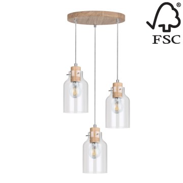 Kattokruunu narulla ALESSANDRO 3xE27/60W/230V tammi - FSC-sertifioitu