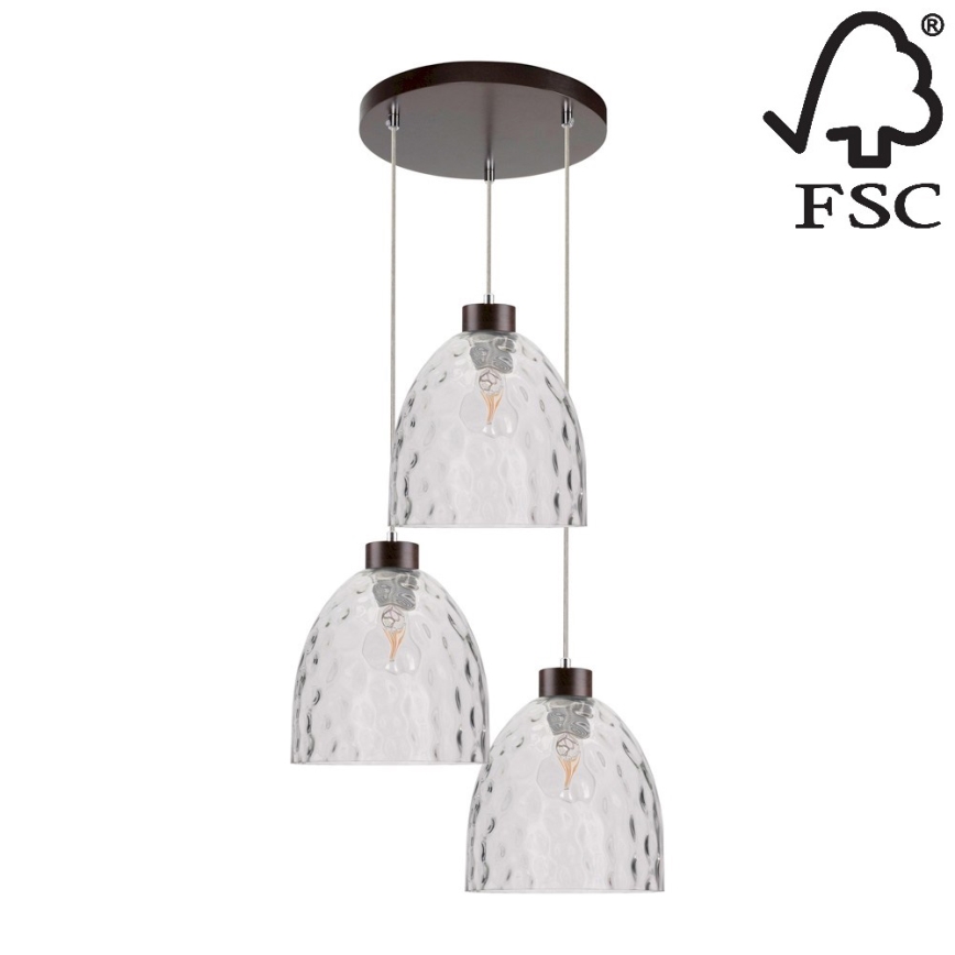 Kattokruunu narulla AURA 3xE27/60W/230V pyökki - FSC-sertifioitu