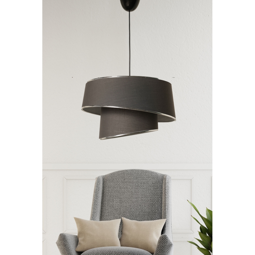 Kattokruunu narulla BARETTE 1xE27/60W/230V antrasiitti/kiiltävä kromi