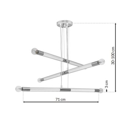 Kattokruunu narulla BASTONE WHITE 6xE14/40W/230V