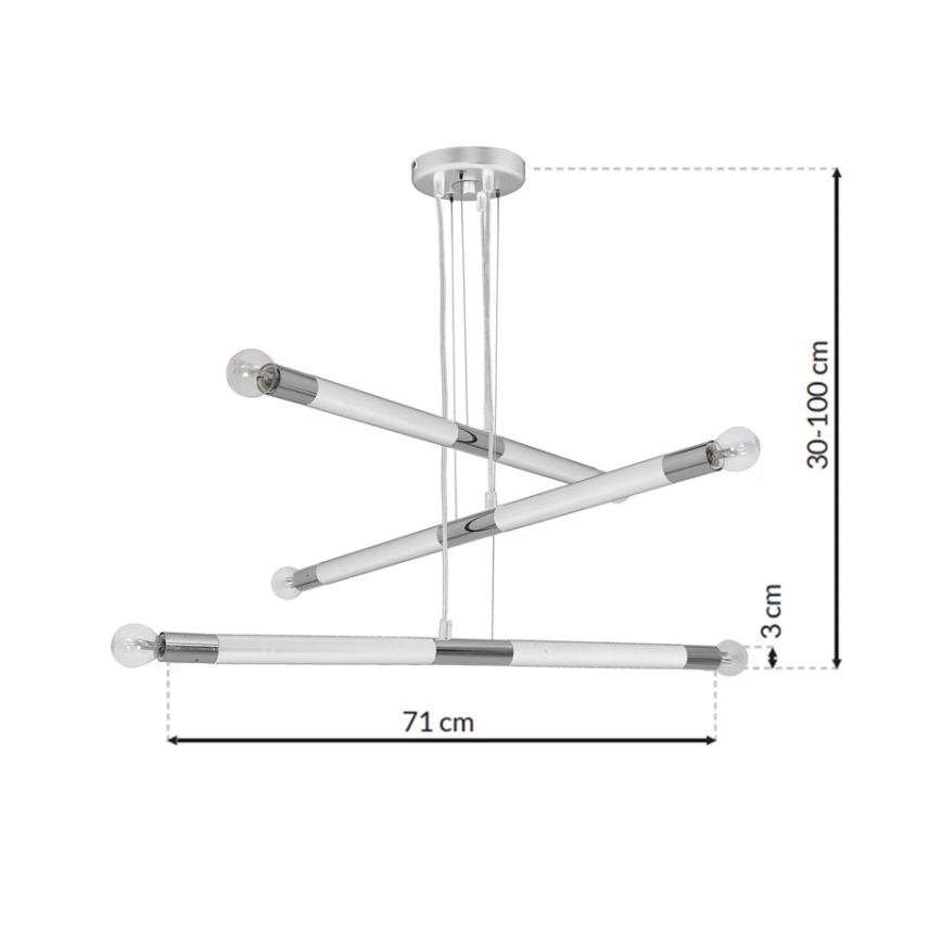 Kattokruunu narulla BASTONE WHITE 6xE14/40W/230V