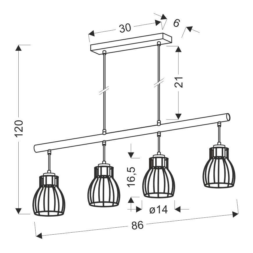 Kattokruunu narulla BERNITA 4xE27/60W/230V