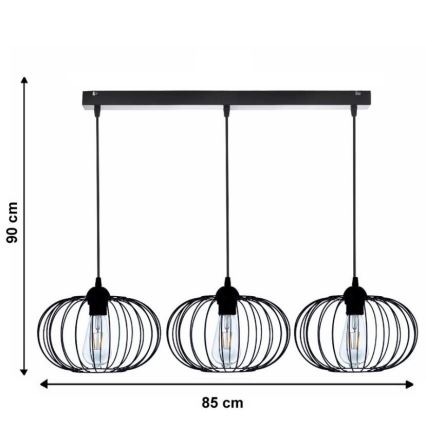 Kattokruunu narulla BOCCA 3xE27/60W/230V