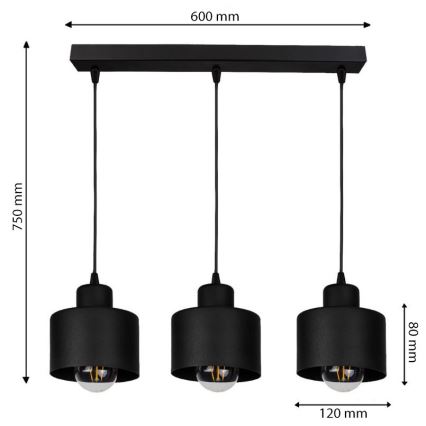 Kattokruunu narulla BODO 3xE27/60W/230V