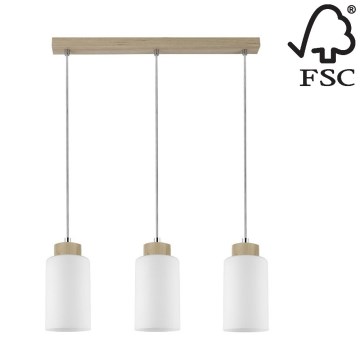 Kattokruunu narulla BOSCO 3xE27/60W/230V koivu - FSC-sertifioitu
