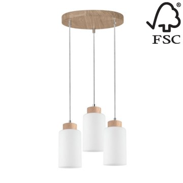 Kattokruunu narulla BOSCO 3xE27/60W/230V tammi - FSC-sertifioitu