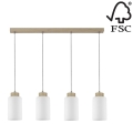 Kattokruunu narulla BOSCO 4xE27/60W/230V koivu - FSC-sertifioitu