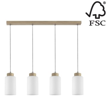 Kattokruunu narulla BOSCO 4xE27/60W/230V tammi - FSC-sertifioitu