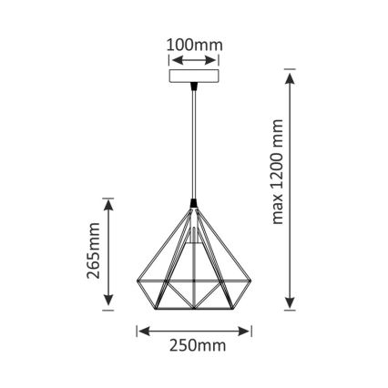 Kattokruunu narulla BROXTON 1xE27/20W/230V