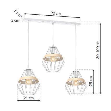 Kattokruunu narulla CLIF 3xE27/60W/230V