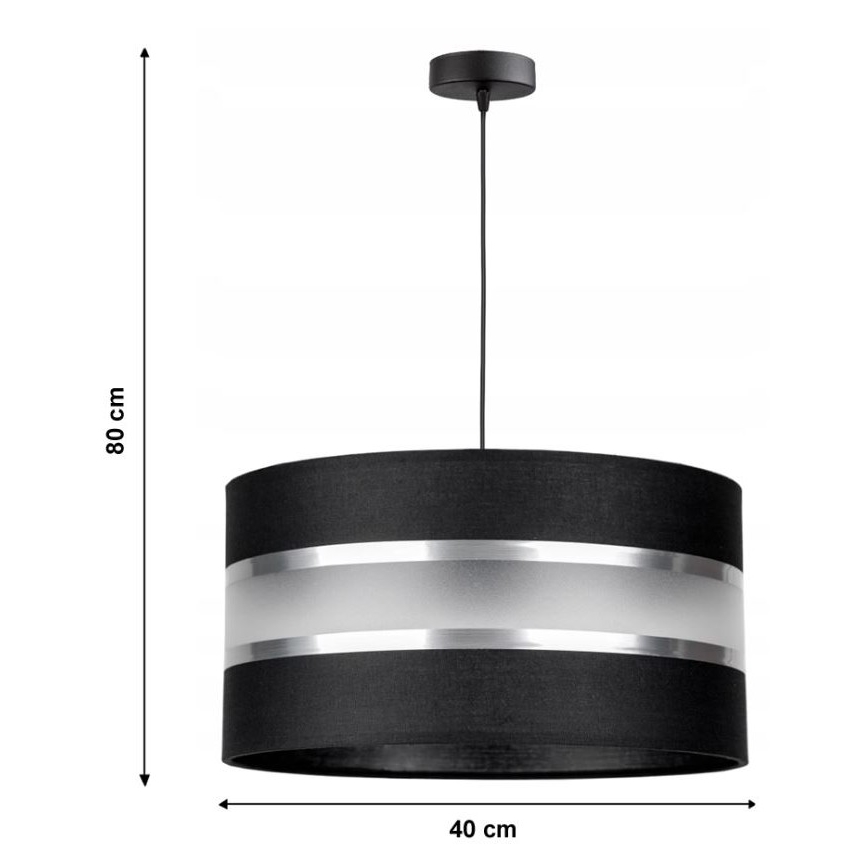 Kattokruunu narulla CORAL 1xE27/60W/230V musta