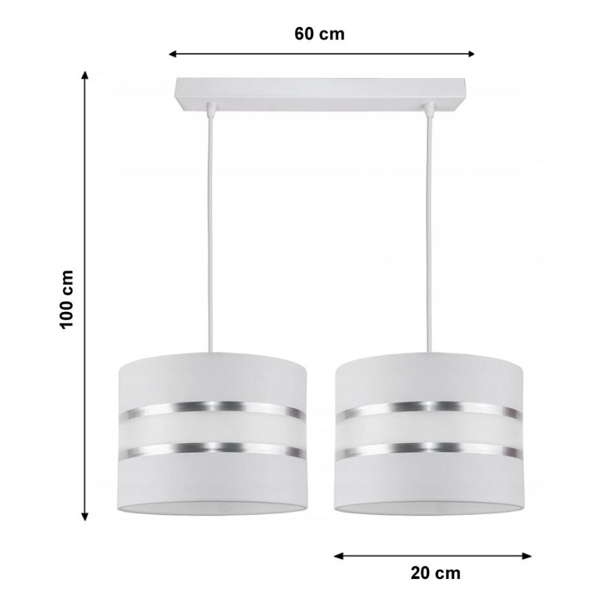 Kattokruunu narulla CORAL 2xE27/60W/230V valkoinen