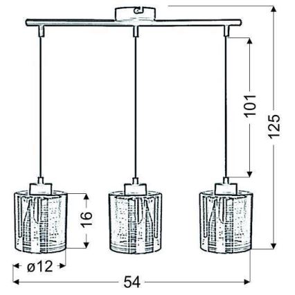 Kattokruunu narulla COX 3xE27/60W/230V