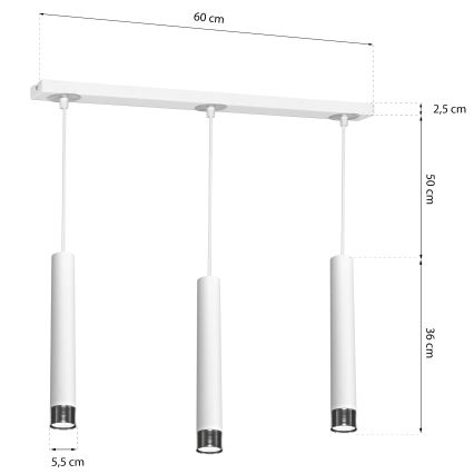 Kattokruunu narulla DANI 3xGU10/8W/230V