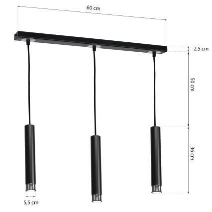 Kattokruunu narulla DANI 3xGU10/8W/230V