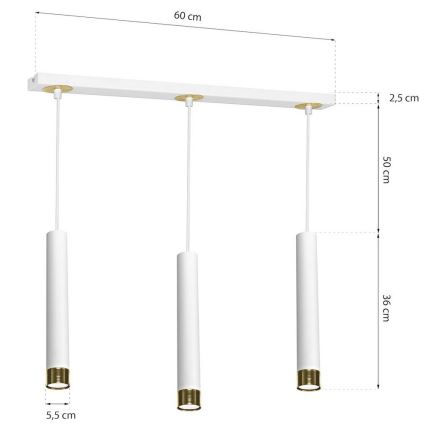 Kattokruunu narulla DANI 3xGU10/8W/230V