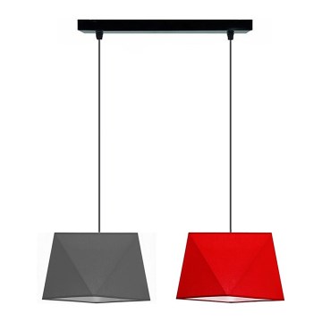Kattokruunu narulla DIAMENT 2xE27/60W/230V harmaa ja punainen