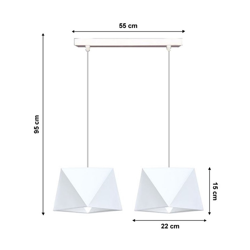 Kattokruunu narulla DIAMENT 2xE27/60W/230V valkoinen