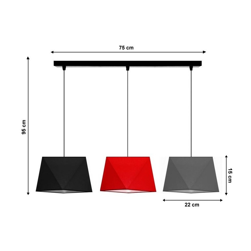 Kattokruunu narulla DIAMENT 3xE27/60W/230V