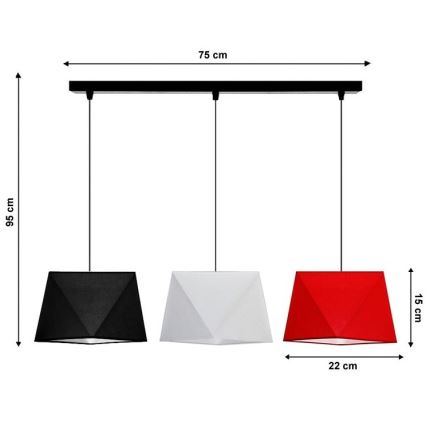 Kattokruunu narulla DIAMENT 3xE27/60W/230V