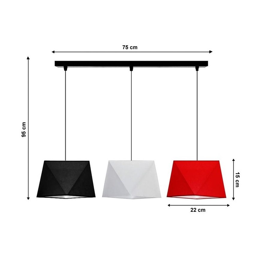 Kattokruunu narulla DIAMENT 3xE27/60W/230V