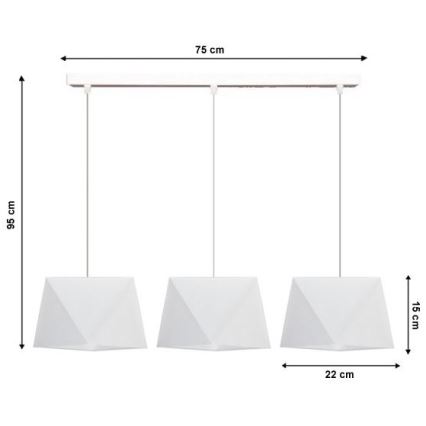 Kattokruunu narulla DIAMENT 3xE27/60W/230V valkoinen