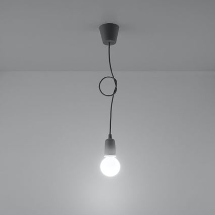 Kattokruunu narulla DIEGO 1xE27/60W/230V harmaa