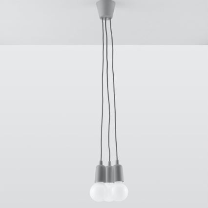 Kattokruunu narulla DIEGO 3xE27/60W/230V harmaa