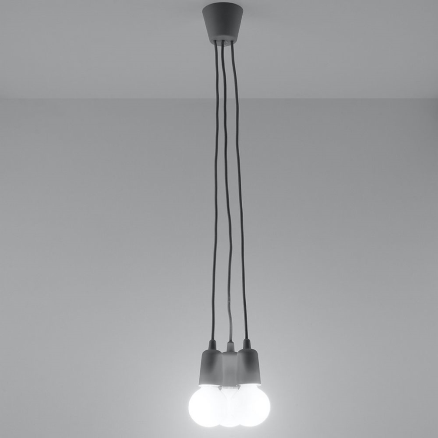 Kattokruunu narulla DIEGO 3xE27/60W/230V harmaa